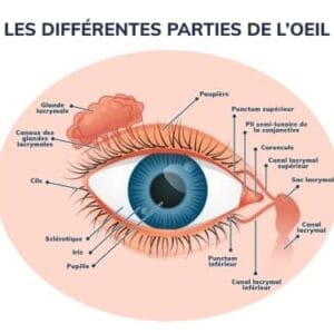 Les differentes parties de l'oeil.